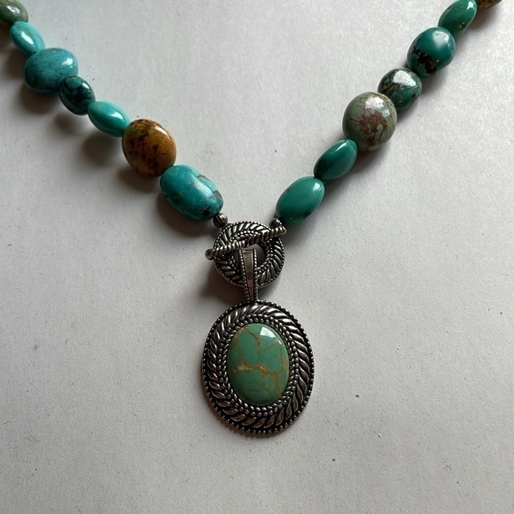 Sincerely Southwest Necklace Turquoise Stone Carolyn Pollack Chunky Sterling - Picture 4 of 12